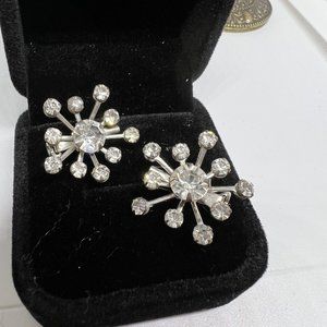 Set of 2 Alloy Silver Rhinestone Crystal Brooches DIY Wedding Bouquet